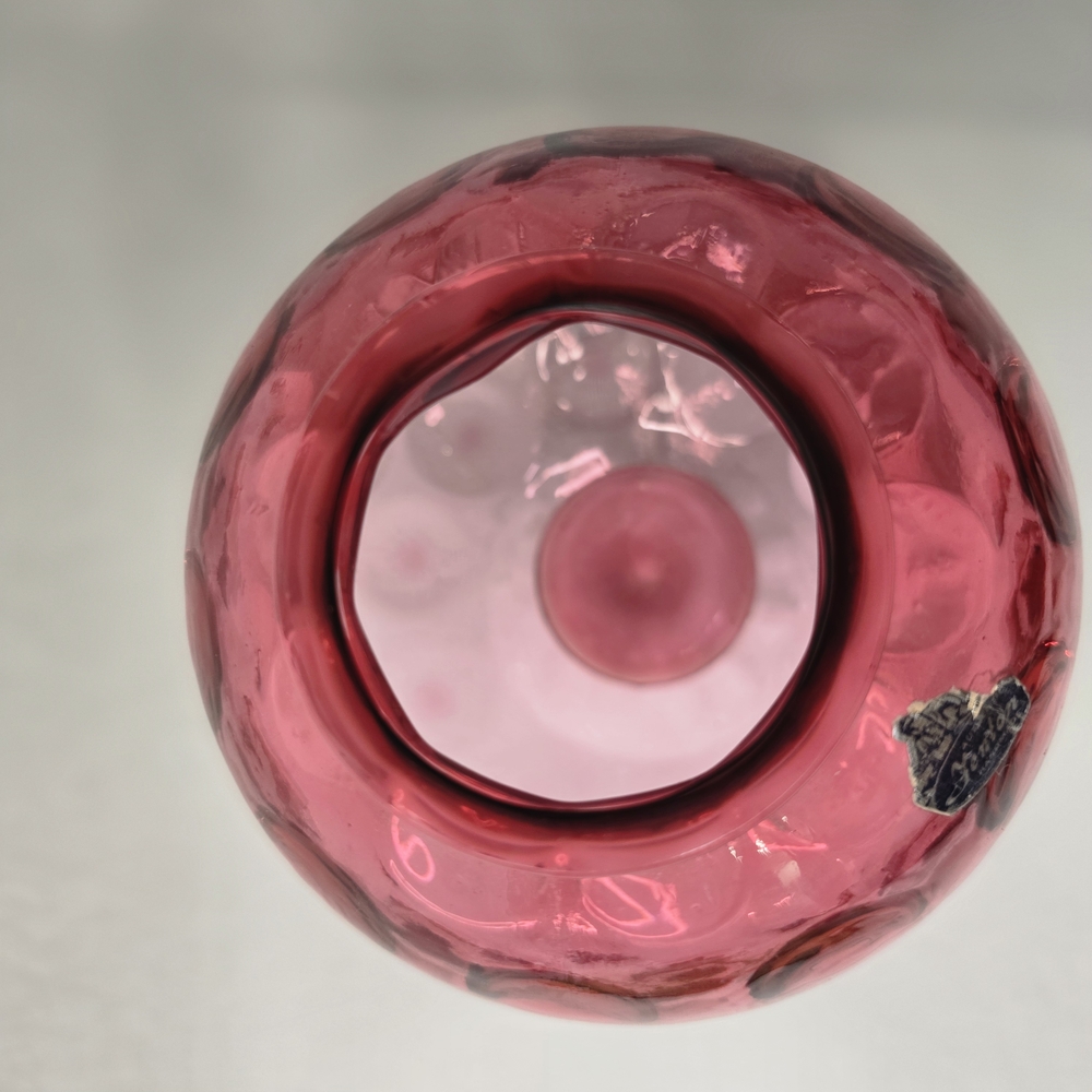 Vintage Fenton Art Glass Cranberry Opalescent Coin Dot lamp base/ Vase - Picture 3 of 5